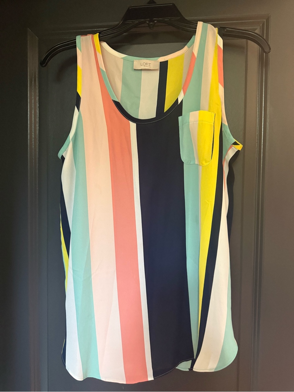 LOFT Striped Sleeveless Tank Top - Navy, Coral, Mint, Yellow & White
